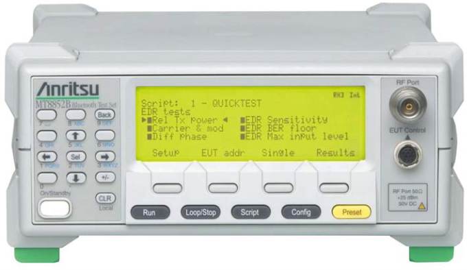 Contact TestWorld today for the best price on a used/refurbished Anritsu MT8852B Bluetooth Test Set. Rental and financing/lease options. Anritsu MT8852B Bluetooth Test Set