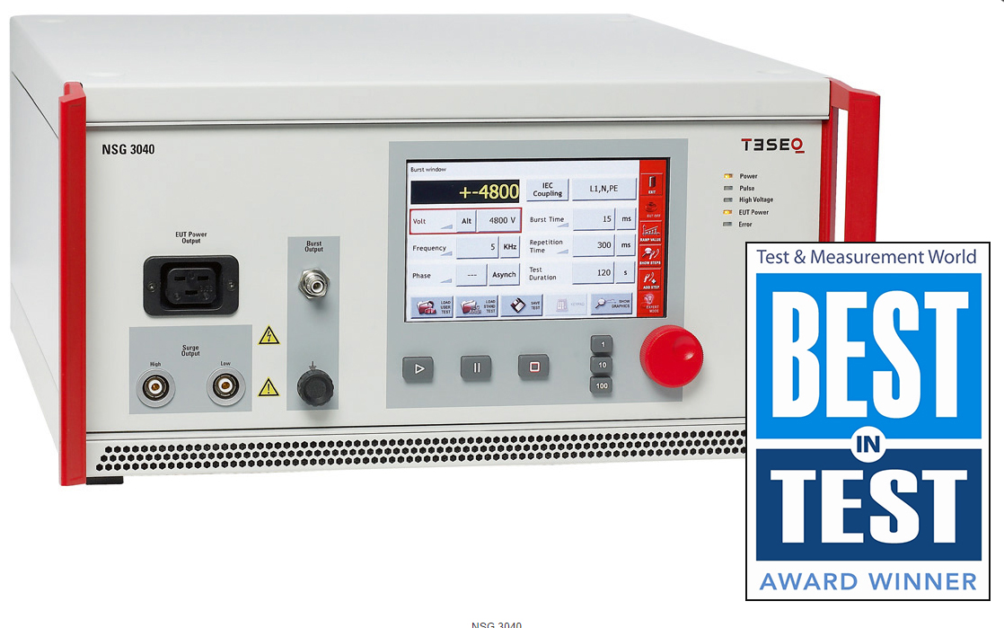 Contact TestWorld today for the best price on a Teseq NSG 3040 4kV Conducted Immunity Generator for IEC 61000-4-4, IEC 61000-4-5 and more. Rental & Lease options available. Teseq NSG 3040 4kV Conducted Immunity Generator for IEC 61000-4-4, IEC 61000-4-5 and more