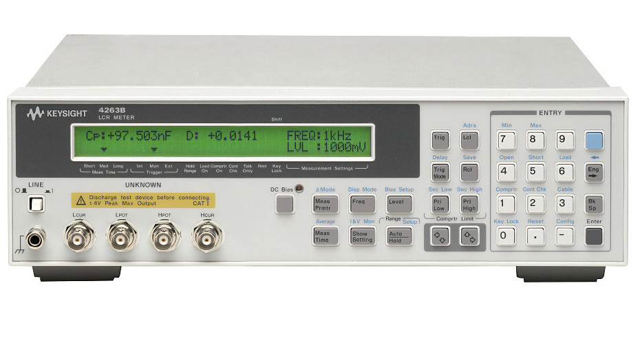 Contact TestWorld today for the best price on a used/refurbished Keysight (Agilent/HP) 4263B LCR Meter, 100 Hz to 100 kHz. Rental & Lease options available. Keysight (Agilent/HP) 4263B LCR Meter, 100 Hz to 100 kHz